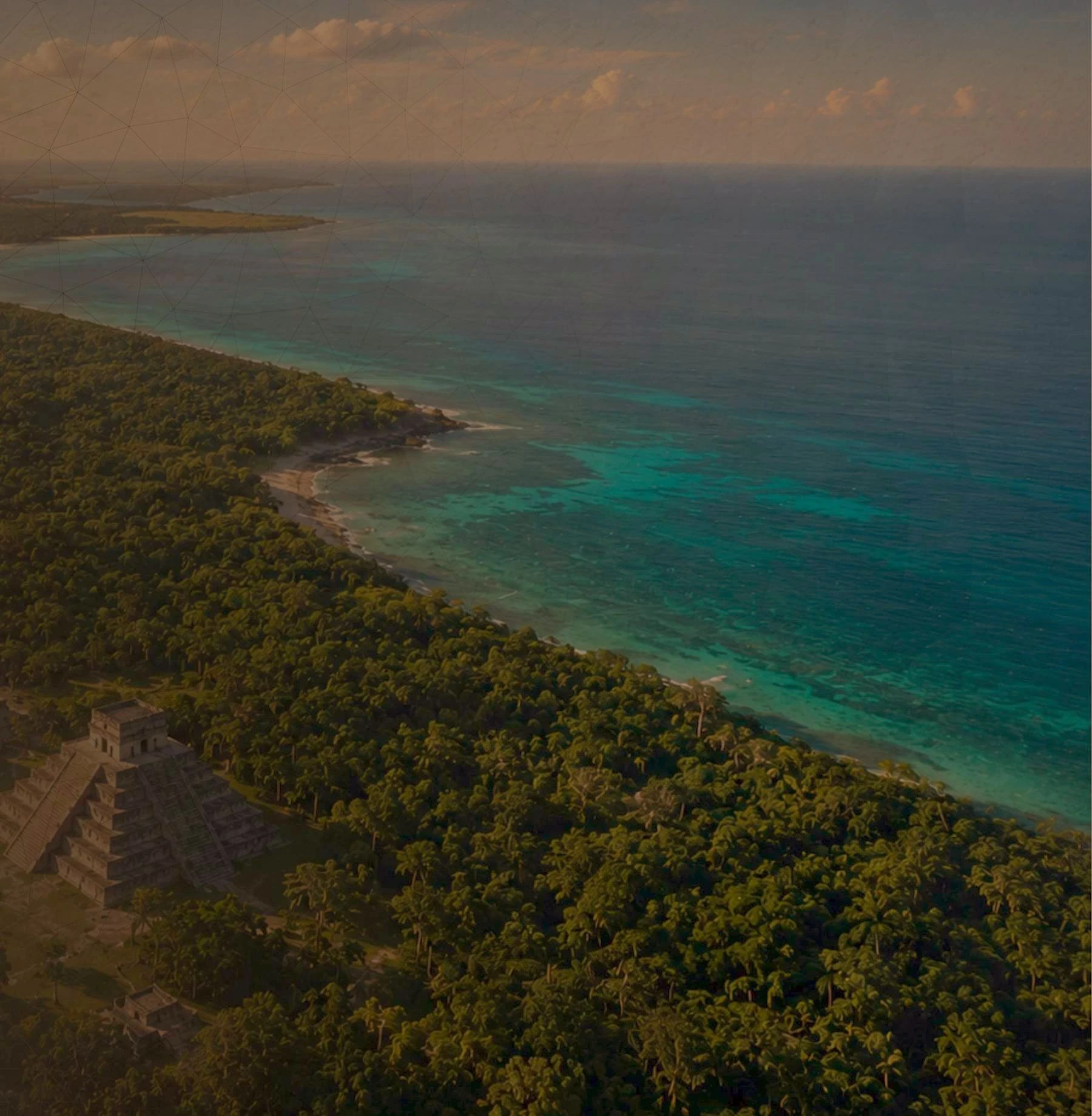 Costa y selva de la Península de Yucatán desde el aire