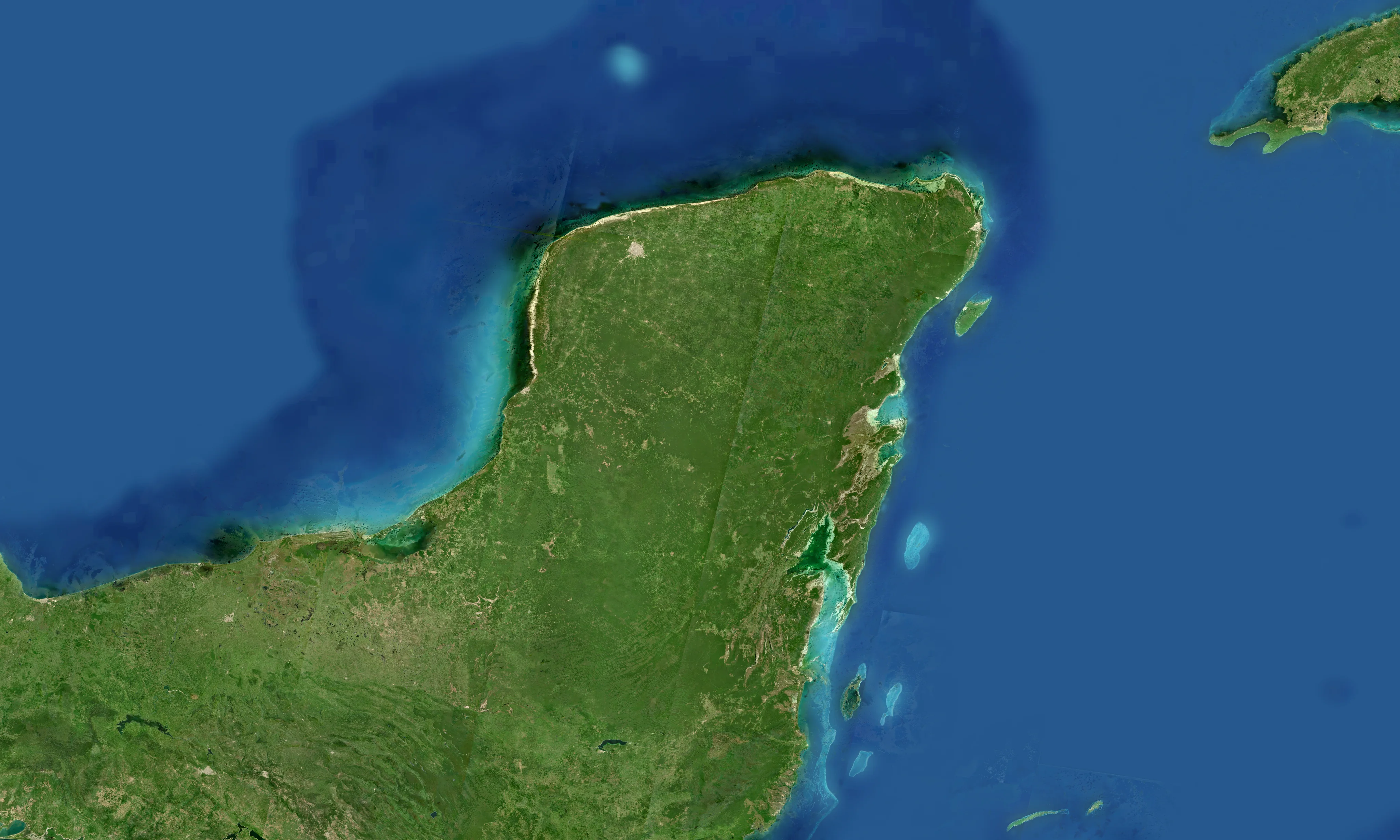 Mapa satelital de la Península de Yucatán