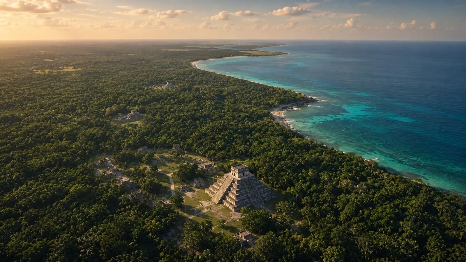Costa de la Península de Yucatán desde el aire